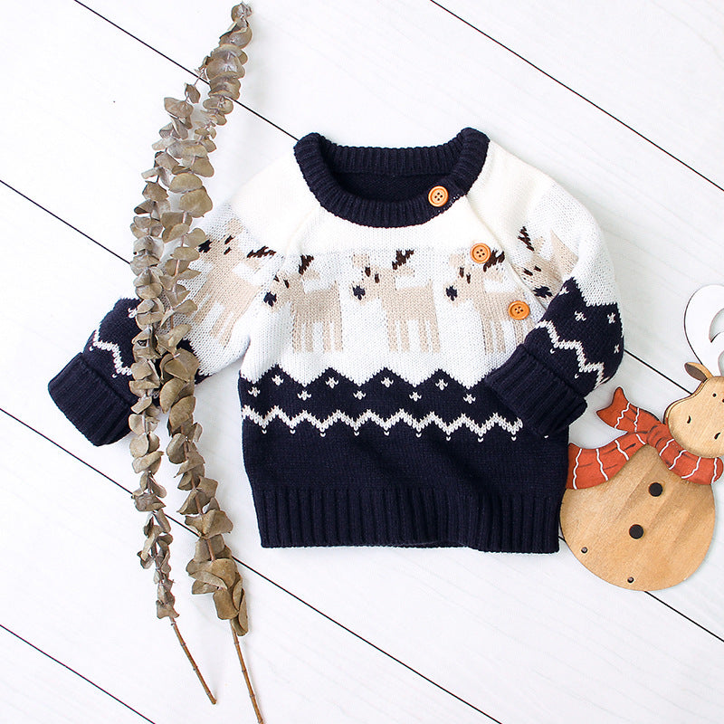 Kids' Cartoon Reindeer Sweater