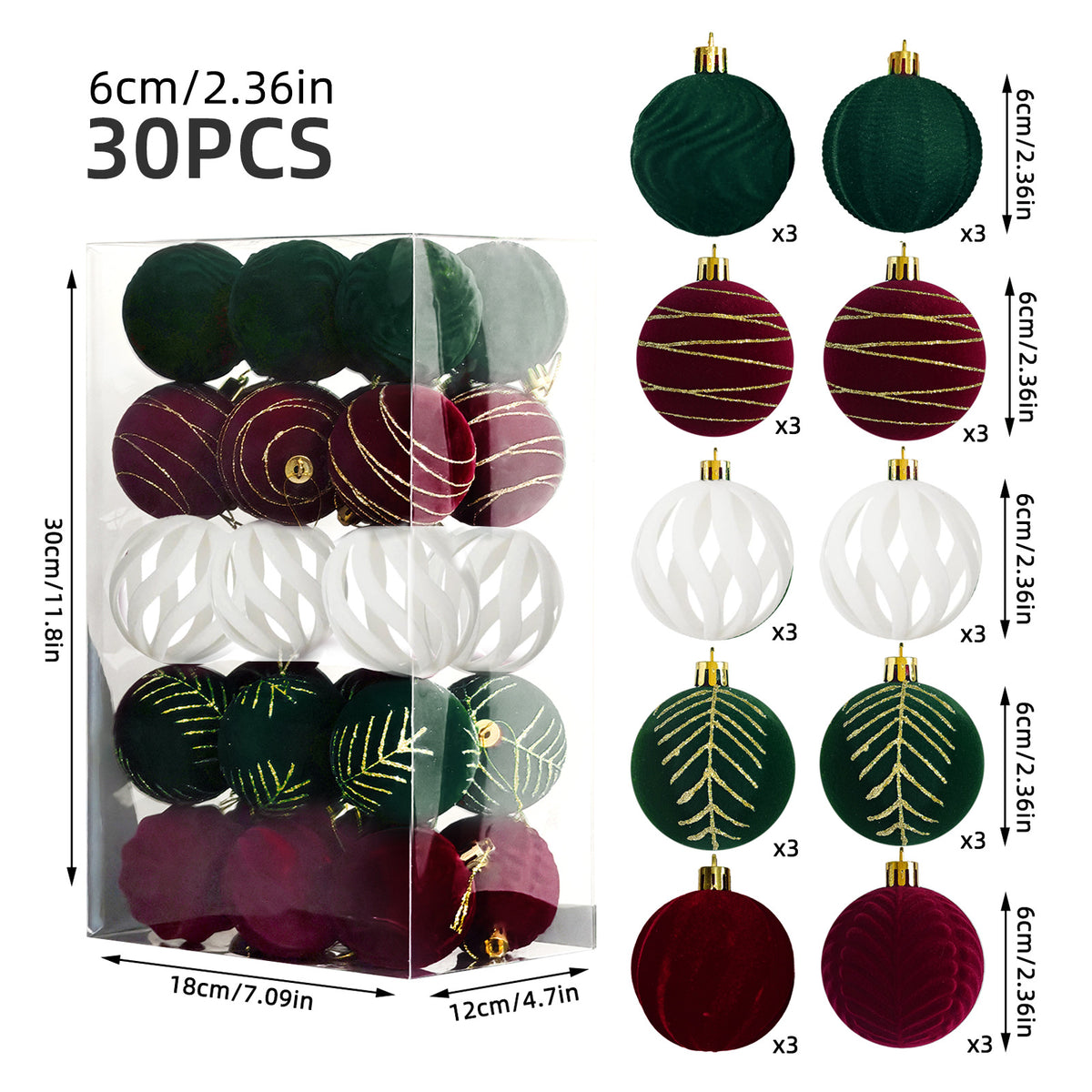 Christmas Ball Set 6 cm, 30 Pieces