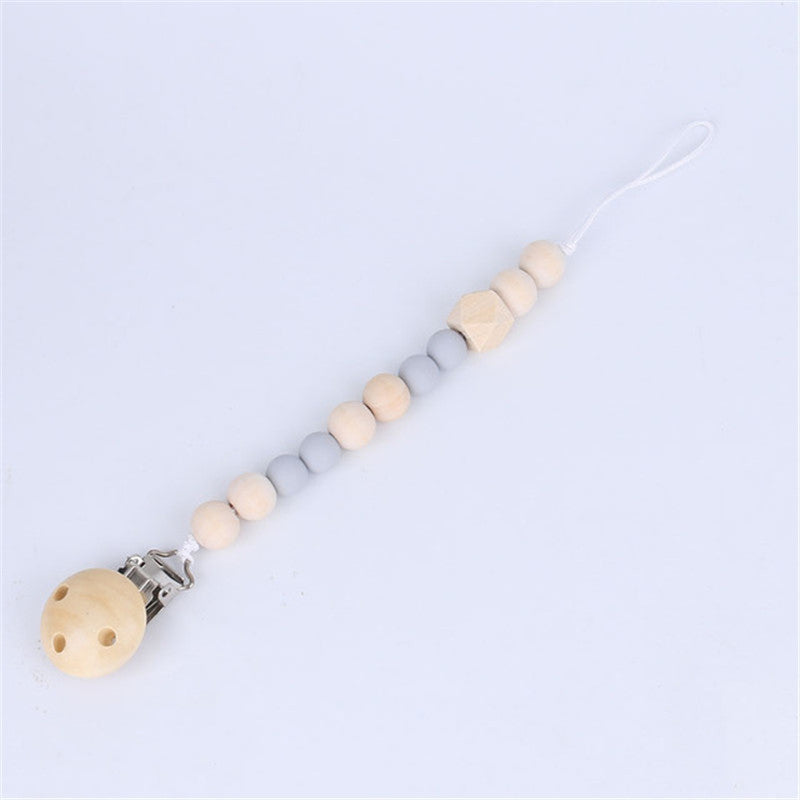 Wood & Silicone Bead Pacifier Chain