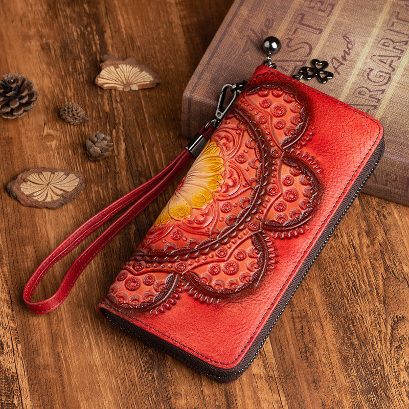 First Layer Cowhide Wallet Long Leather