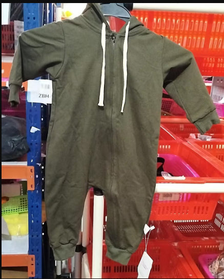 Long Sleeved Hoodie Zipper Baby Jumpsuit