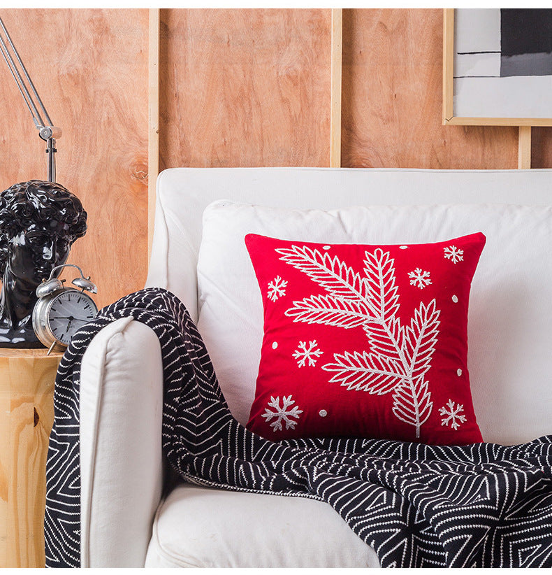 Embroidered Christmas Cushion Cover, 45 x 45 cm