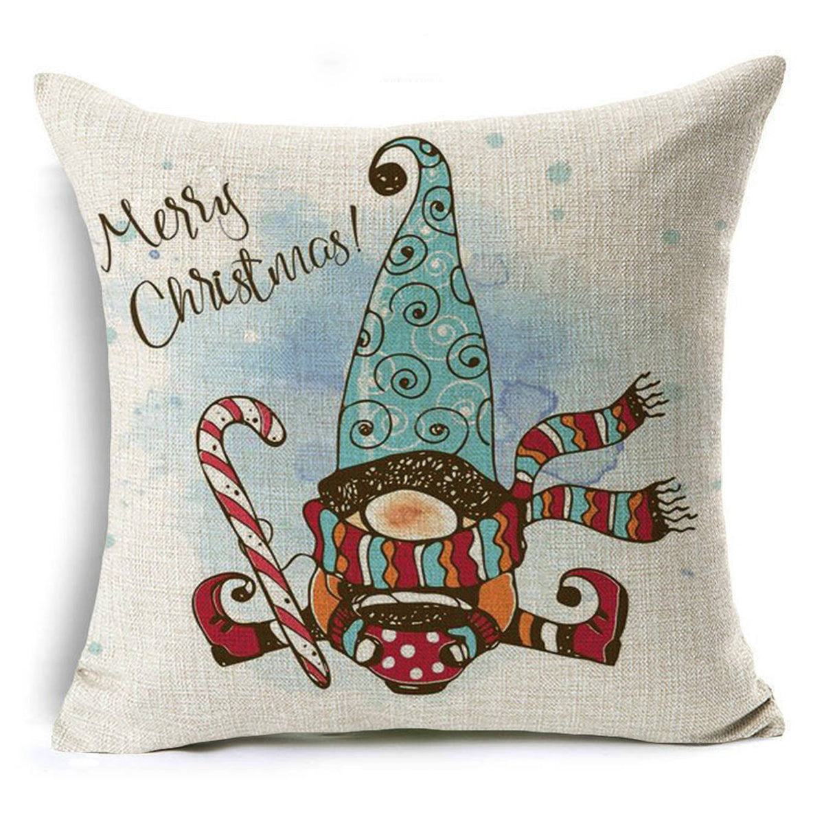 Colourful Linen Christmas Cushion Cover, 45 x 45 cm