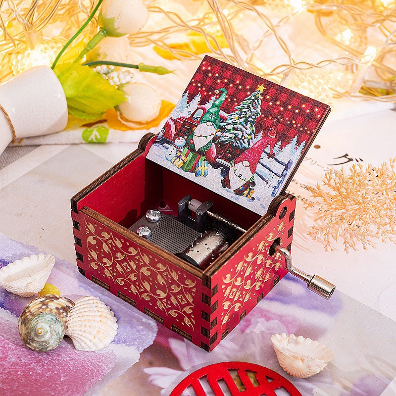 Hand-Crank Wooden Christmas Music Box