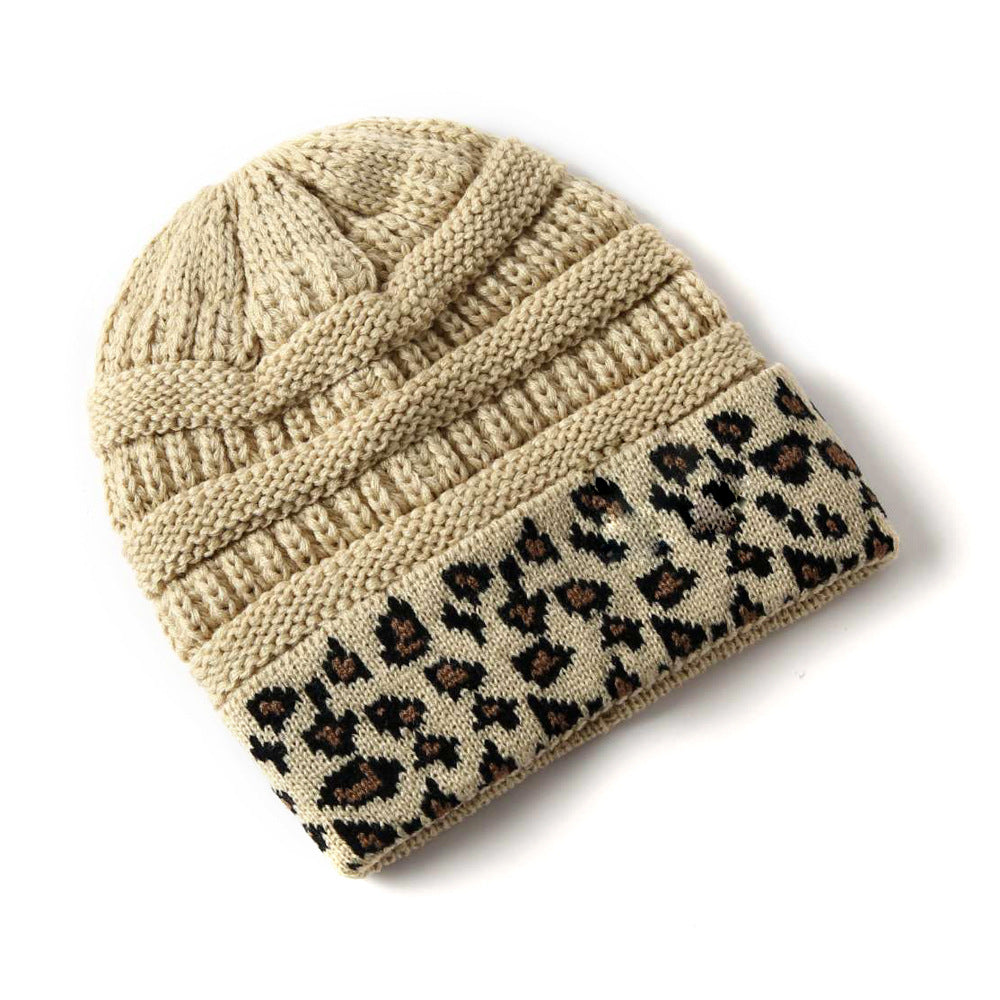 Beanie Warm Leopard Print Knitted Hat