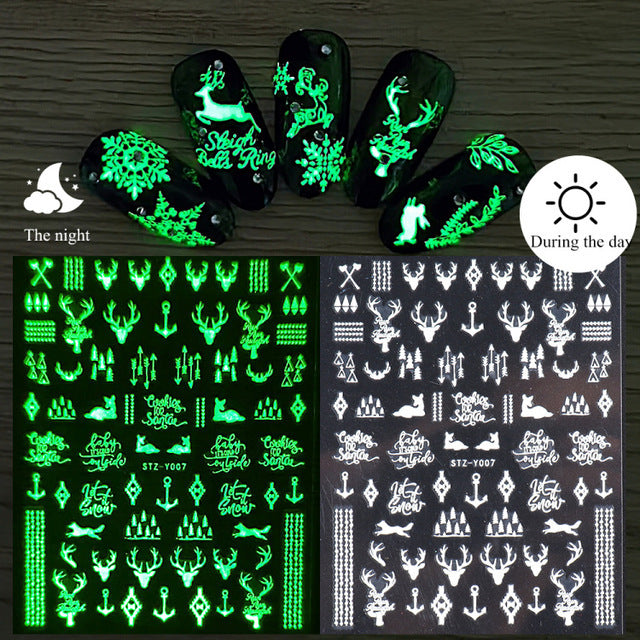 Glow-in-the-Dark Christmas Nail Stickers