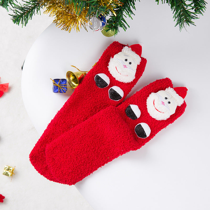 Coral Fleece Christmas Socks