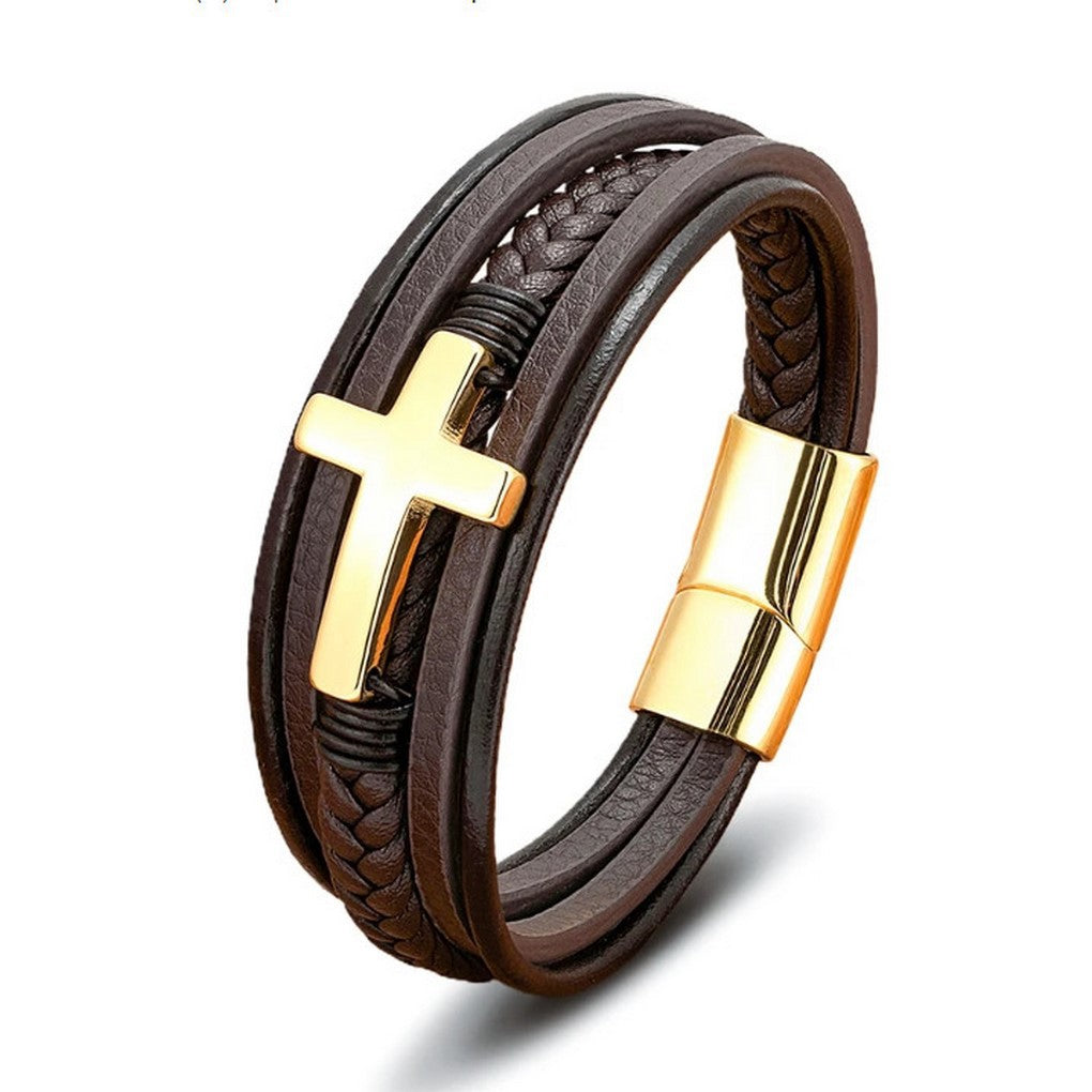 Cross Leather Bracelet