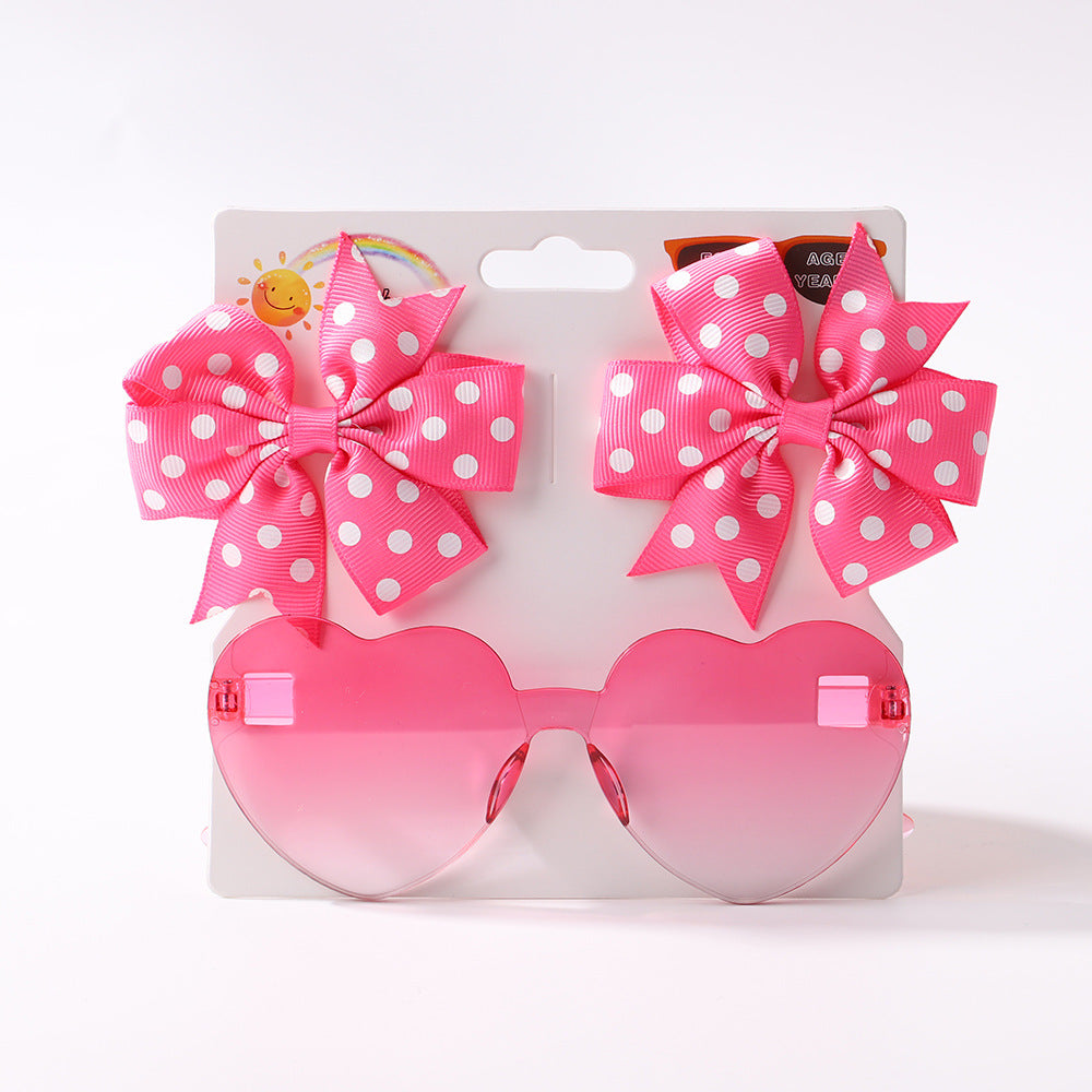 Kids' Bow Hair Clip and Sunglasses Set