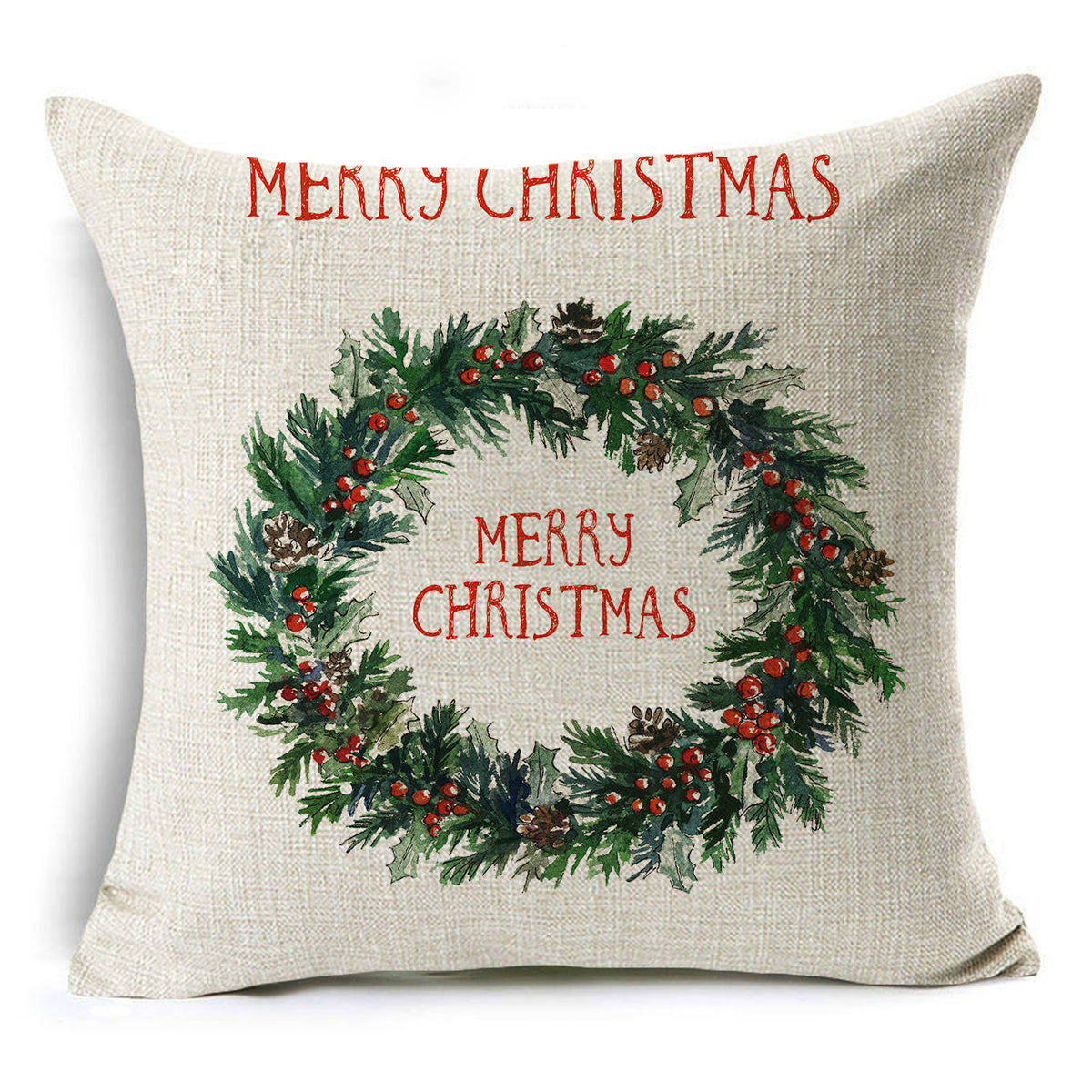 Colourful Linen Christmas Cushion Cover, 45 x 45 cm