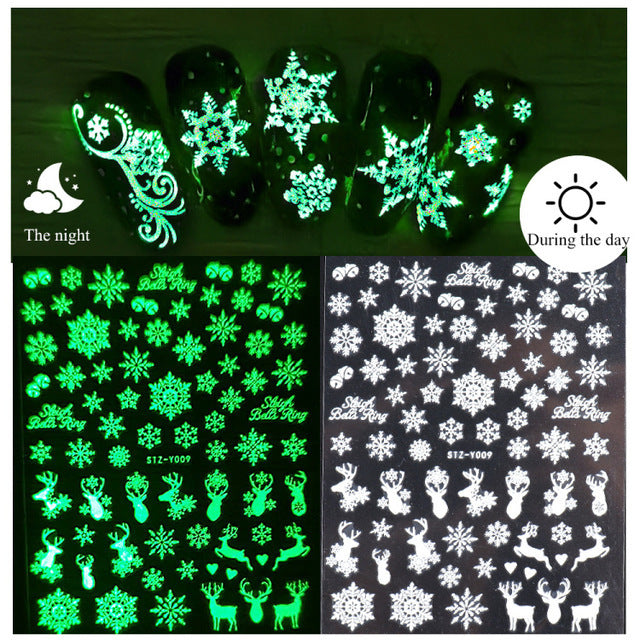 Glow-in-the-Dark Christmas Nail Stickers