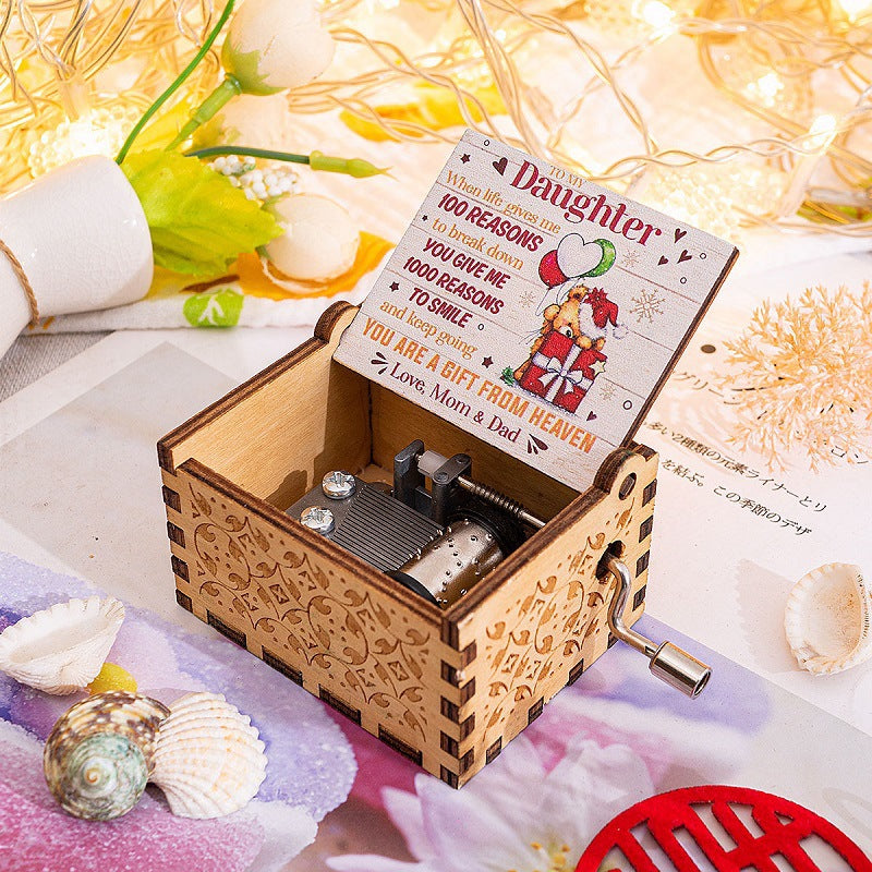 Hand-Crank Wooden Christmas Music Box