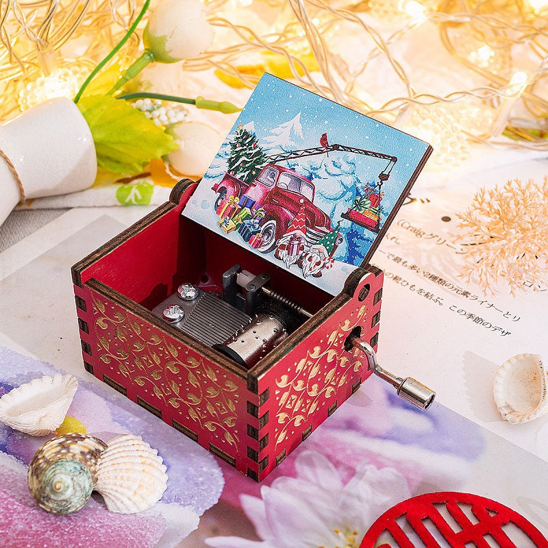 Hand-Crank Wooden Christmas Music Box