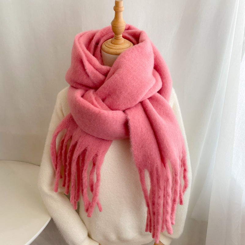 Thick Mohair Fluffy Scarf Warm Plush