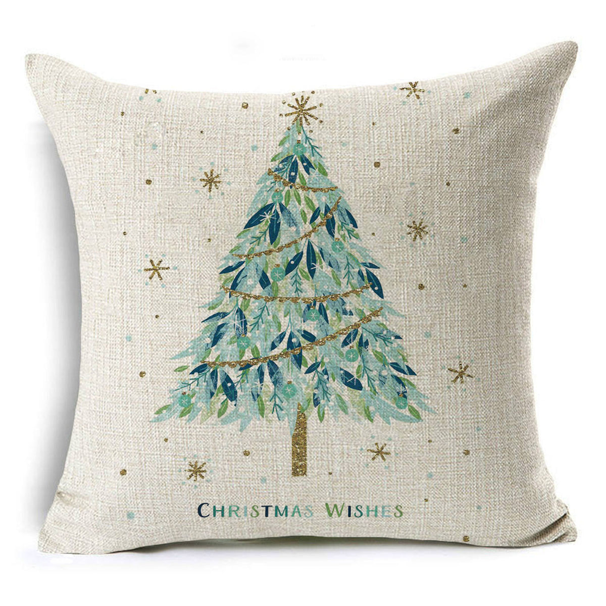 Colourful Linen Christmas Cushion Cover, 45 x 45 cm