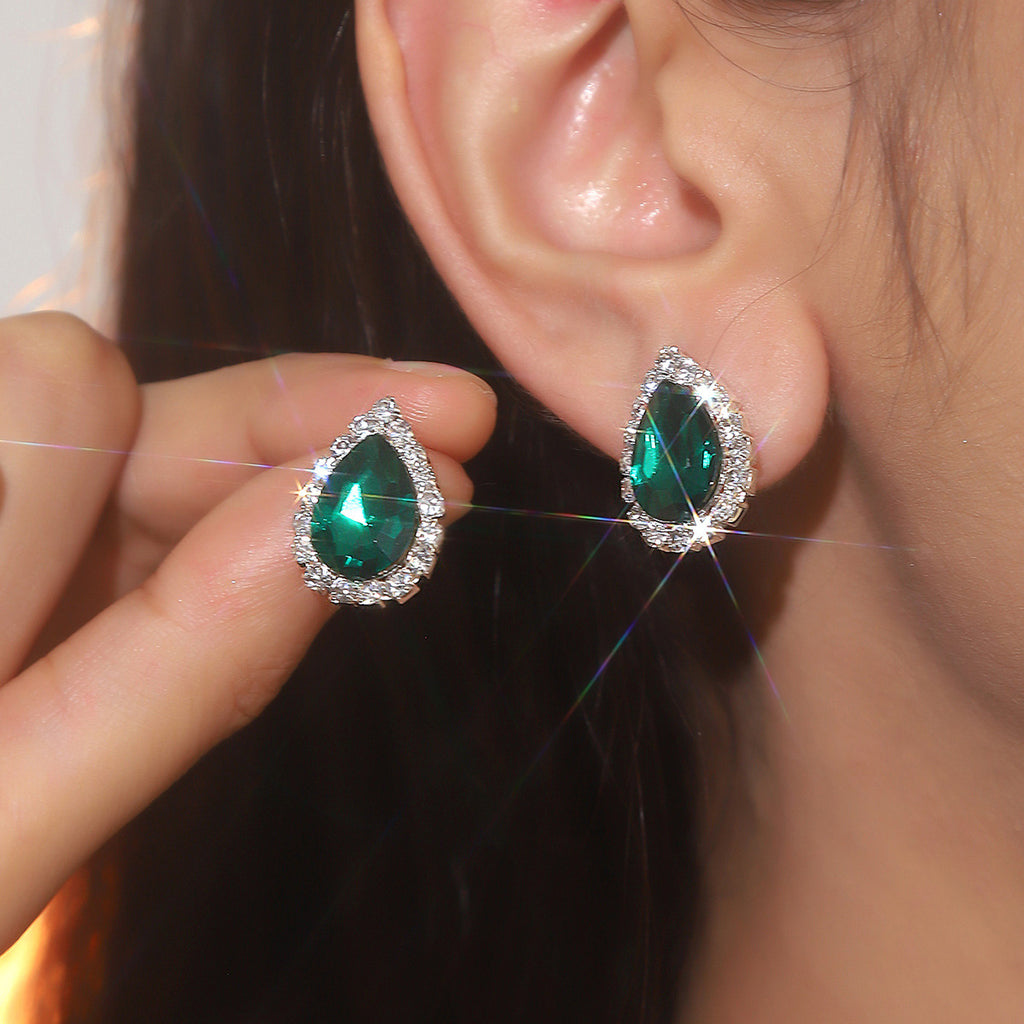 Explosions All Copper Earrings Drop Ruby Rhinestone