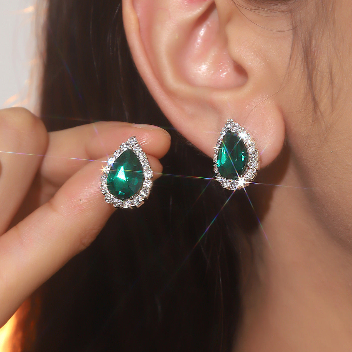 Explosions All Copper Earrings Drop Ruby Rhinestone