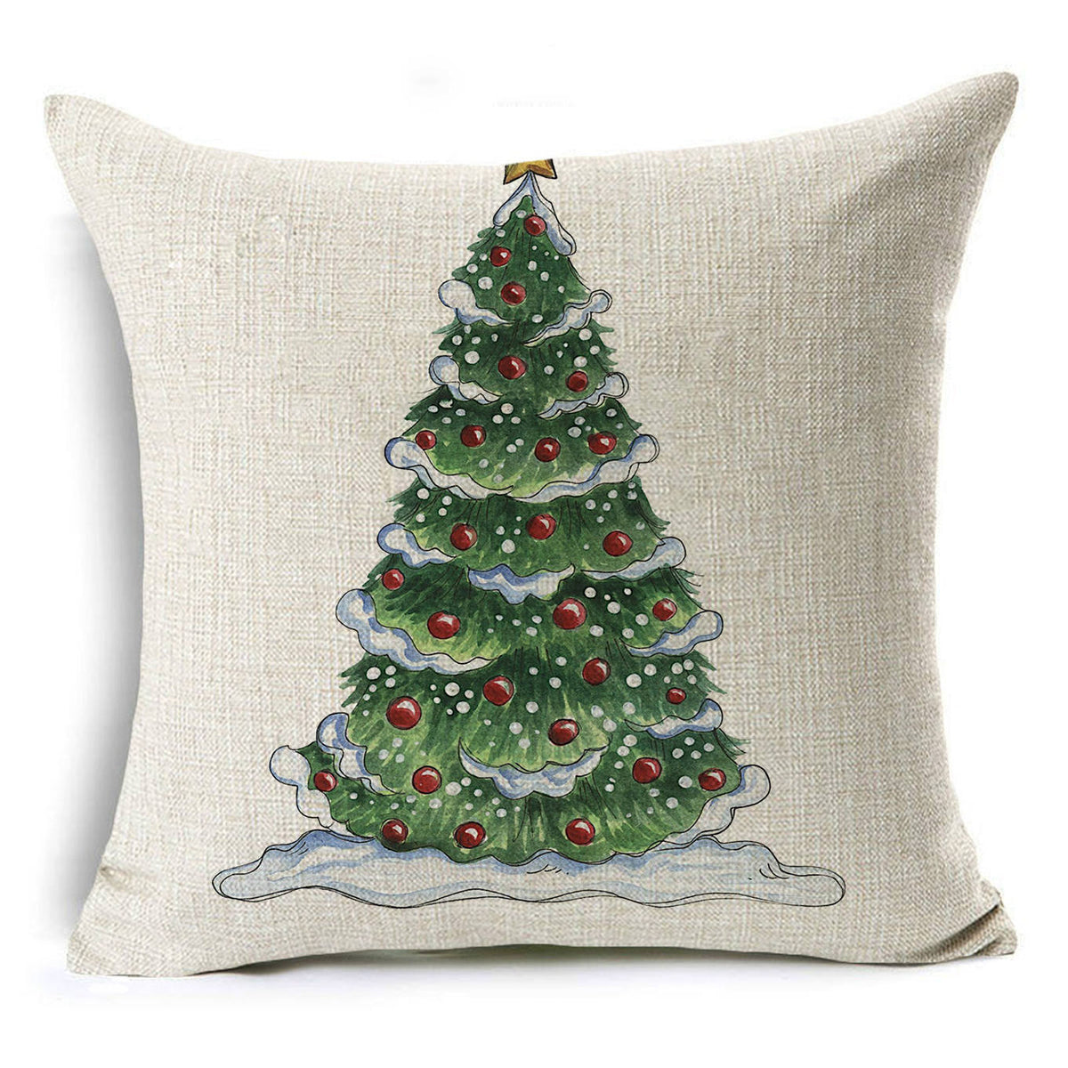 Colourful Linen Christmas Cushion Cover, 45 x 45 cm
