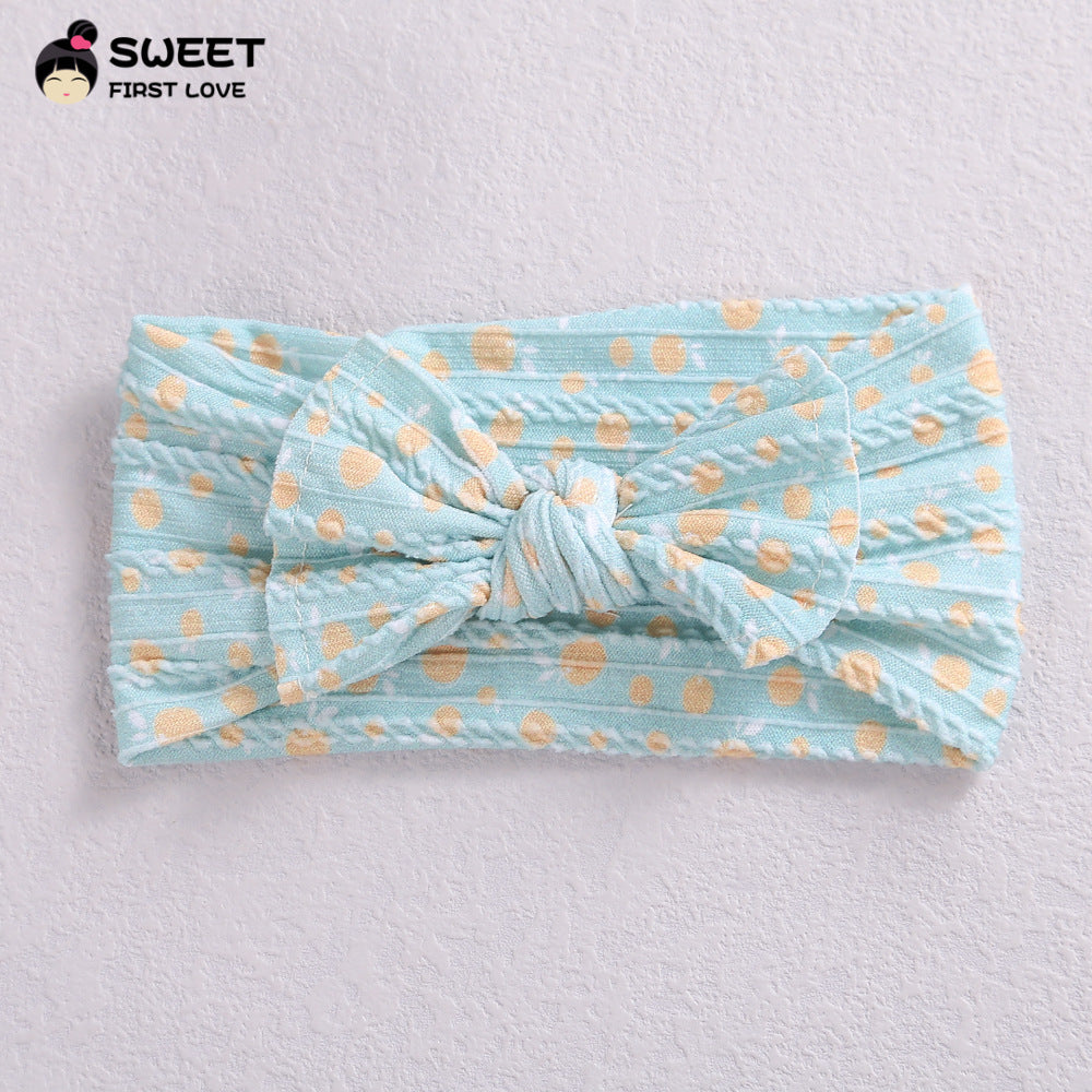 Children's Wide-brimmed Elastic Bow Baby Printed Headband