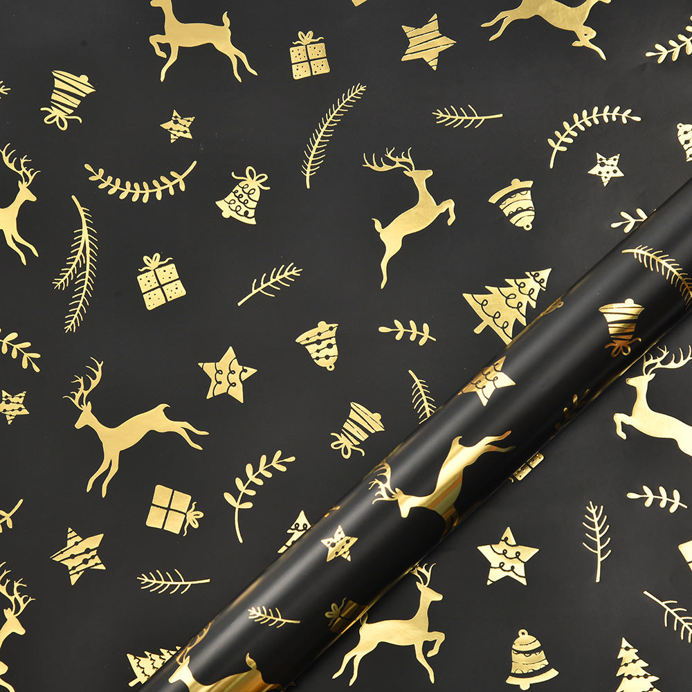Black & Gold Christmas Wrapping Paper, 50 x 70 cm