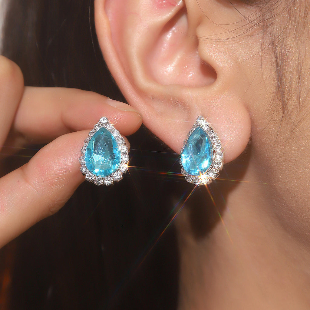 Explosions All Copper Earrings Drop Ruby Rhinestone