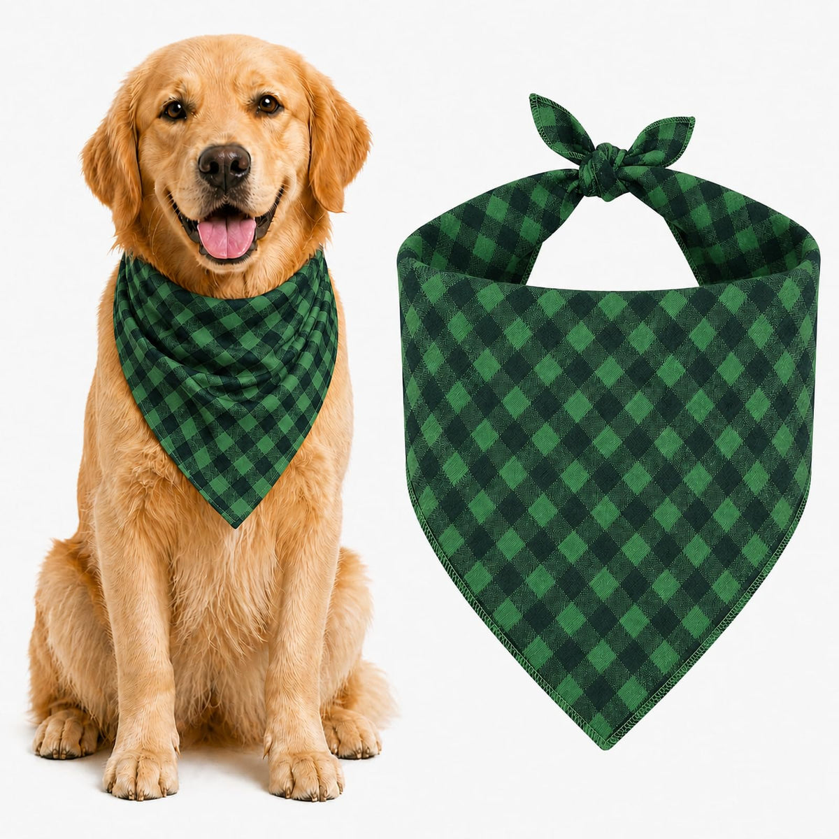 Blue & White Plaid Dog Bandana 1