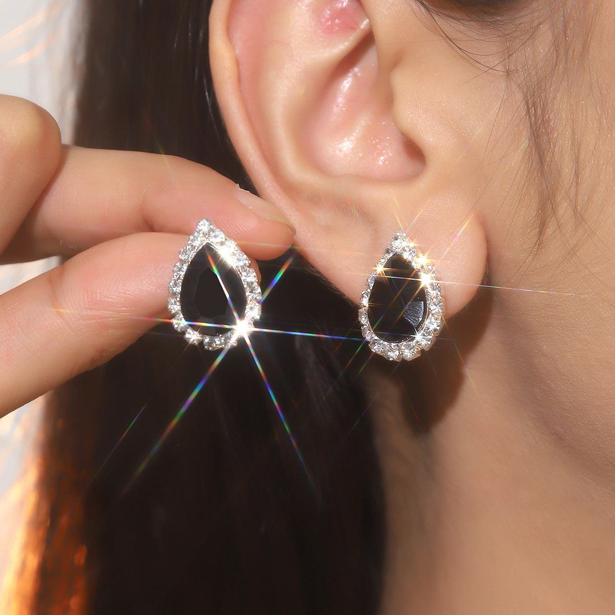 Explosions All Copper Earrings Drop Ruby Rhinestone