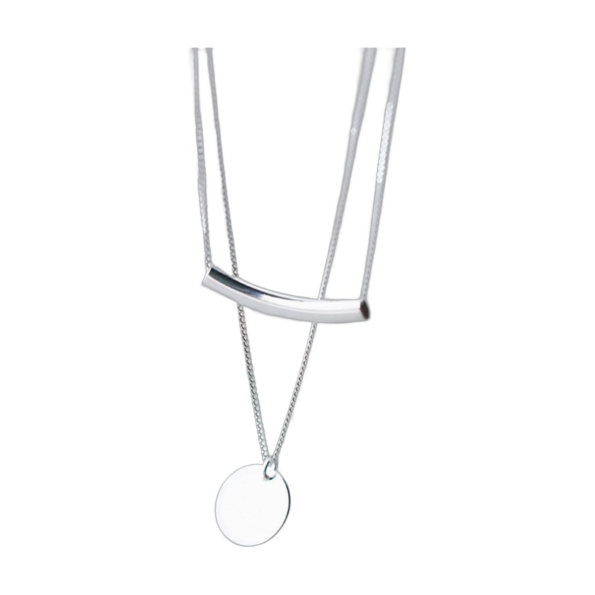925 Silver Coin Layered Necklace
