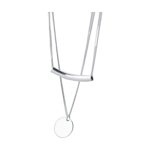 925 Silver Coin Layered Necklace