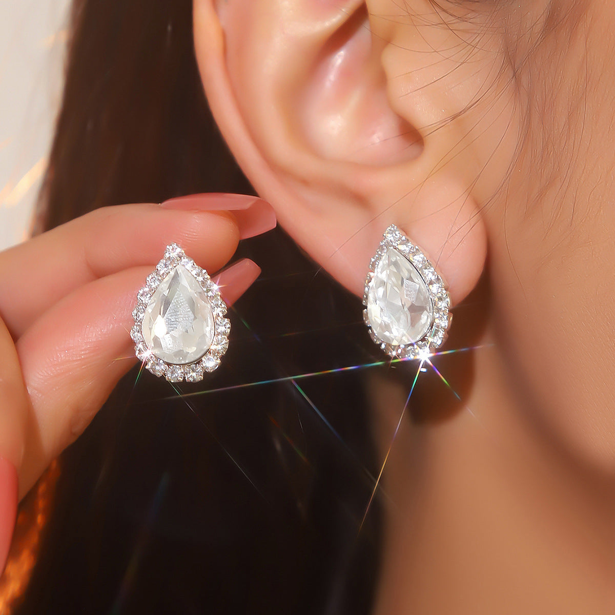 Explosions All Copper Earrings Drop Ruby Rhinestone