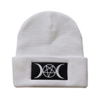 Star Goth Beanie Embroidery Knitted Hat
