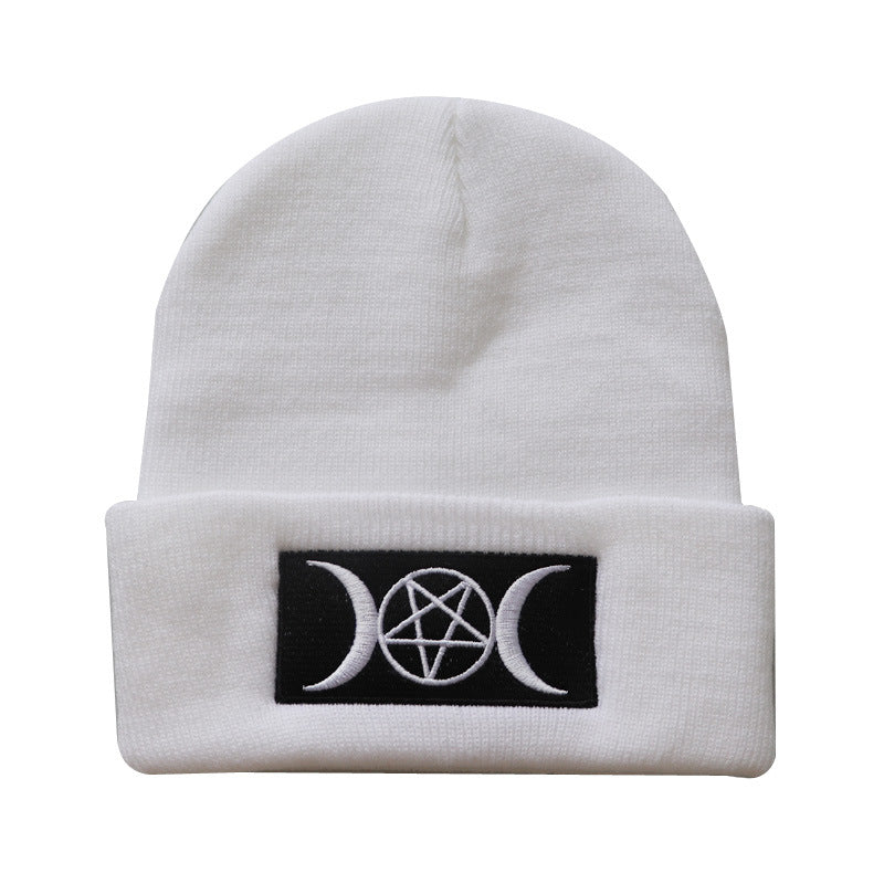 Star Goth Beanie Embroidery Knitted Hat