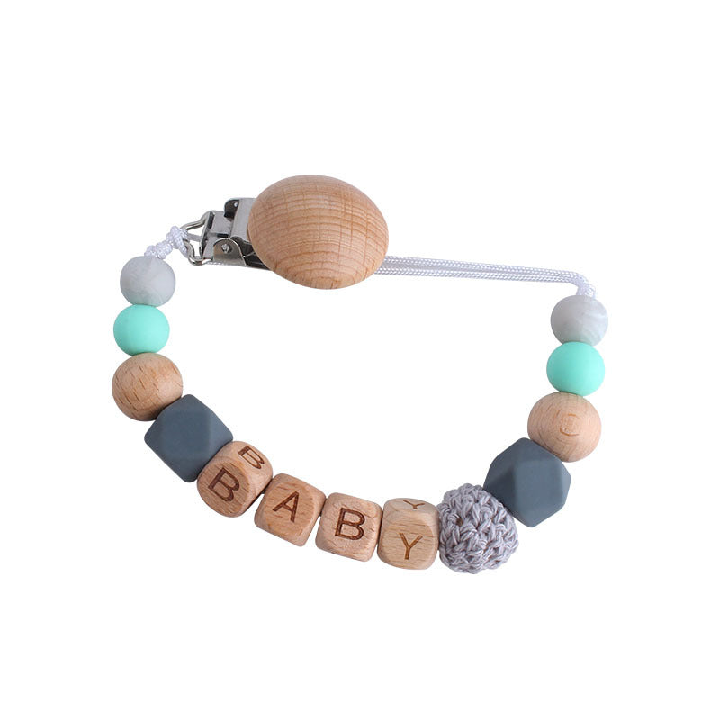 Wood & Silicone Bead Pacifier Clip