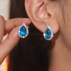 Explosions All Copper Earrings Drop Ruby Rhinestone