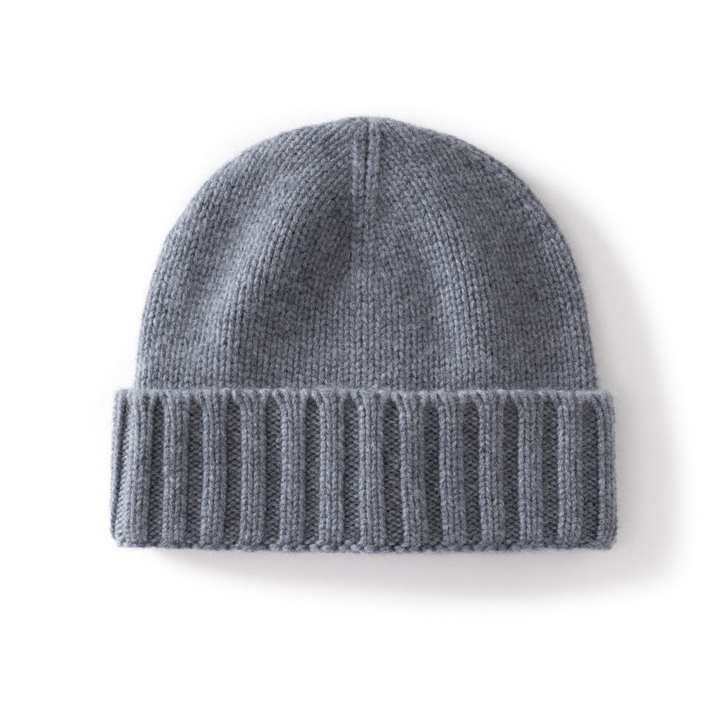 Cashmere Beanie Hat Thick Stripes Knitted Flanging