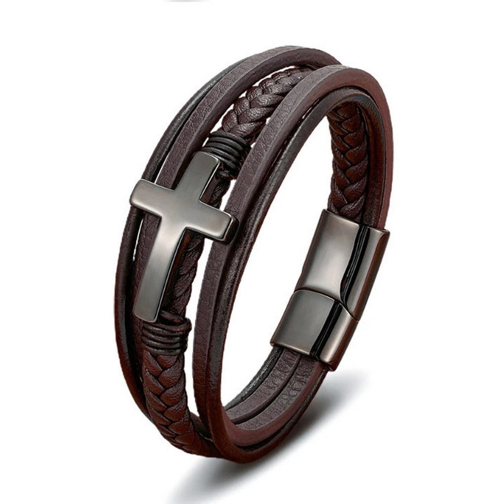 Cross Leather Bracelet