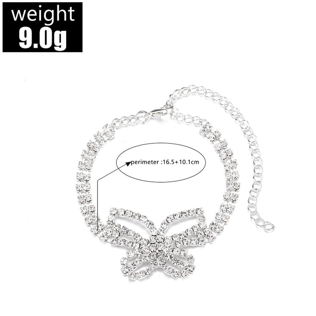 Accessories Full Diamond Butterfly Anklet Multi-layer Rhinestone