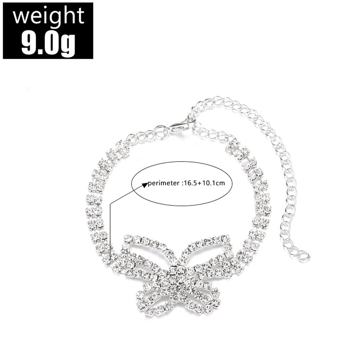 Accessories Full Diamond Butterfly Anklet Multi-layer Rhinestone