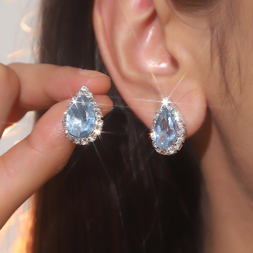 Explosions All Copper Earrings Drop Ruby Rhinestone