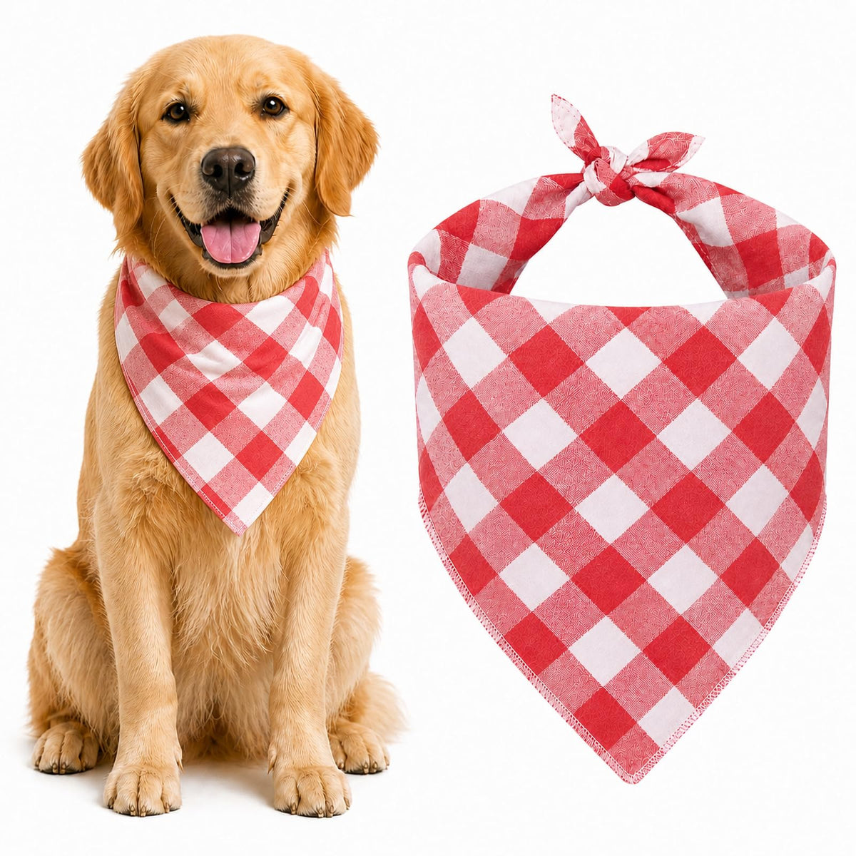 Blue & White Plaid Dog Bandana 1