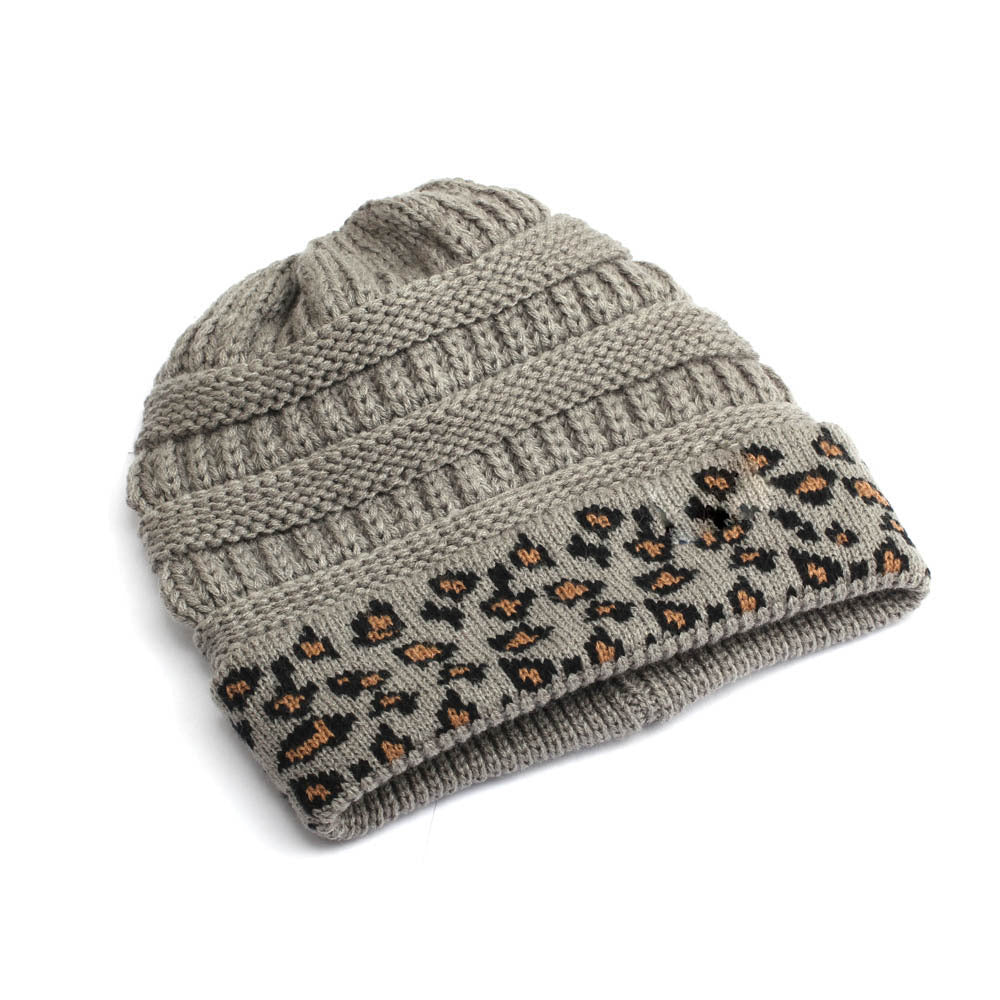 Beanie Warm Leopard Print Knitted Hat