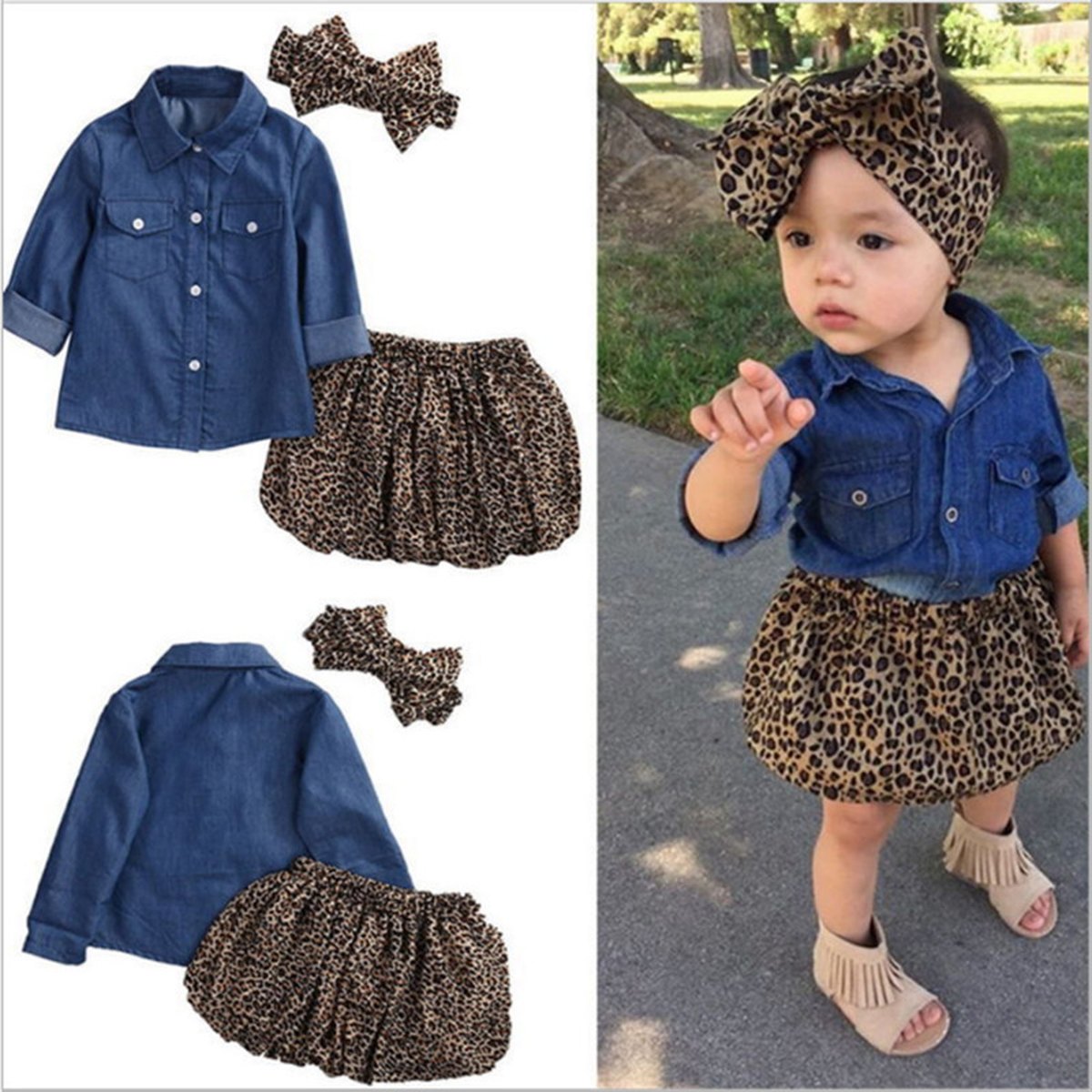 Baby Blue Jean Shirt Tulle Overlay Dress