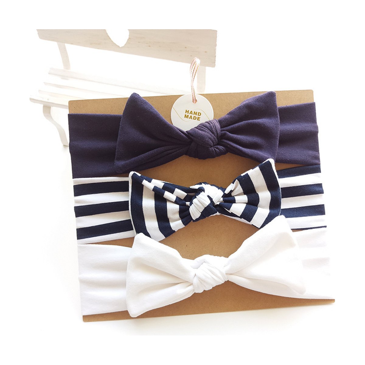 Baby Cotton Bow Headband Card Pack Three