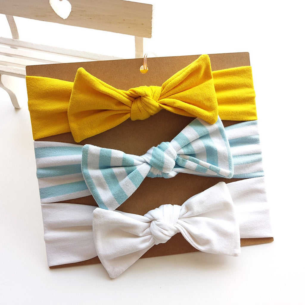 Baby Cotton Bow Headband Card Pack Three