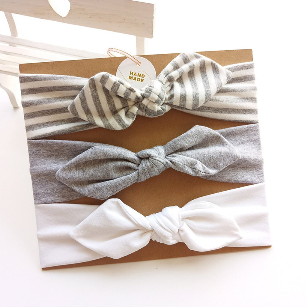 Baby Cotton Bow Headband Card Pack Three