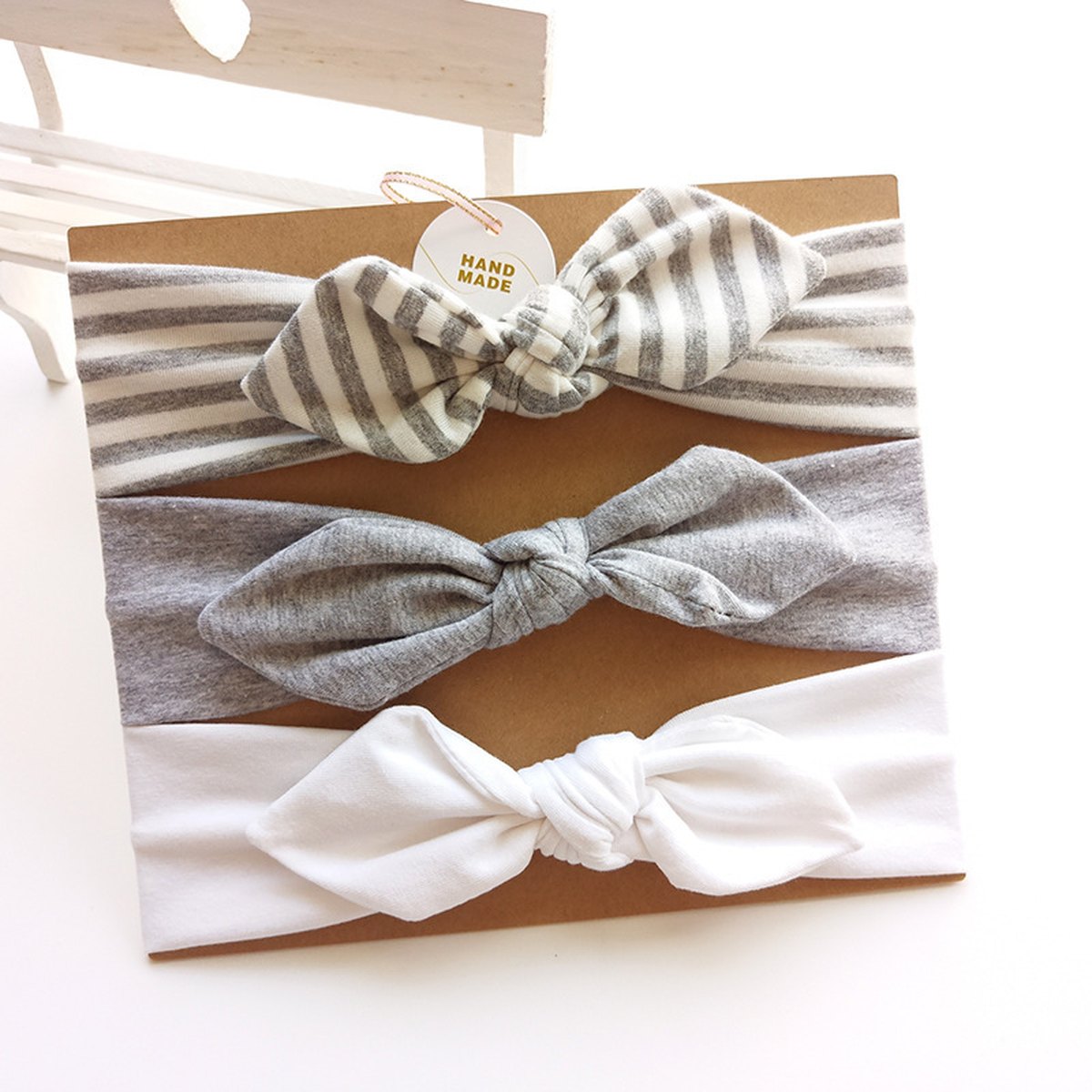 Baby Cotton Bow Headband Card Pack Three