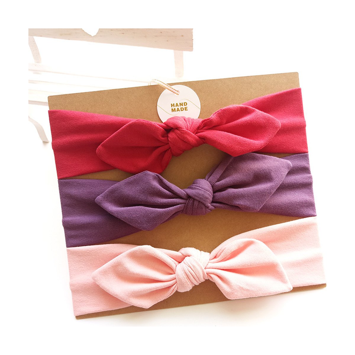 Baby Cotton Bow Headband Card Pack Three