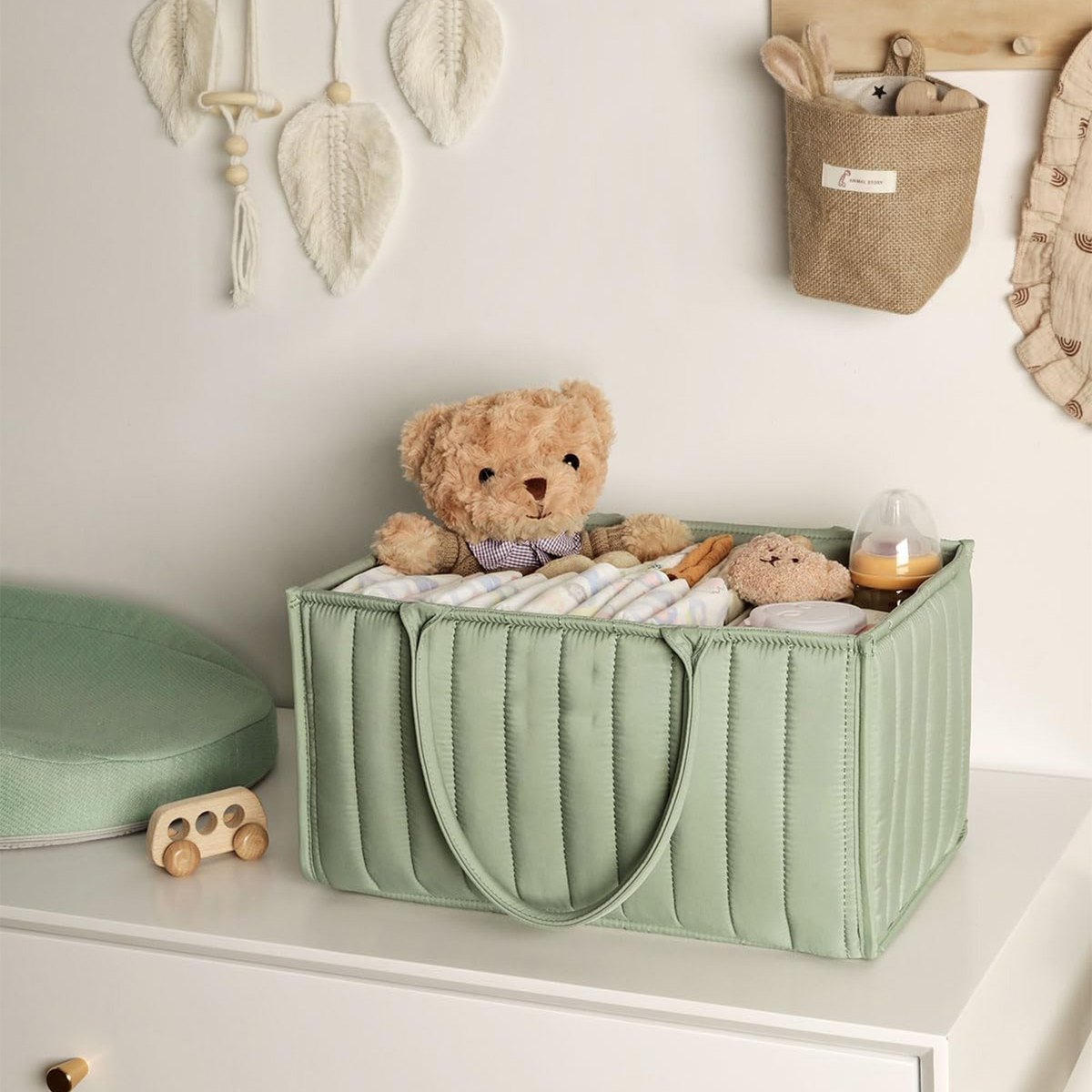 Baby Diaper Caddy Organizer Stylish Storage Basket