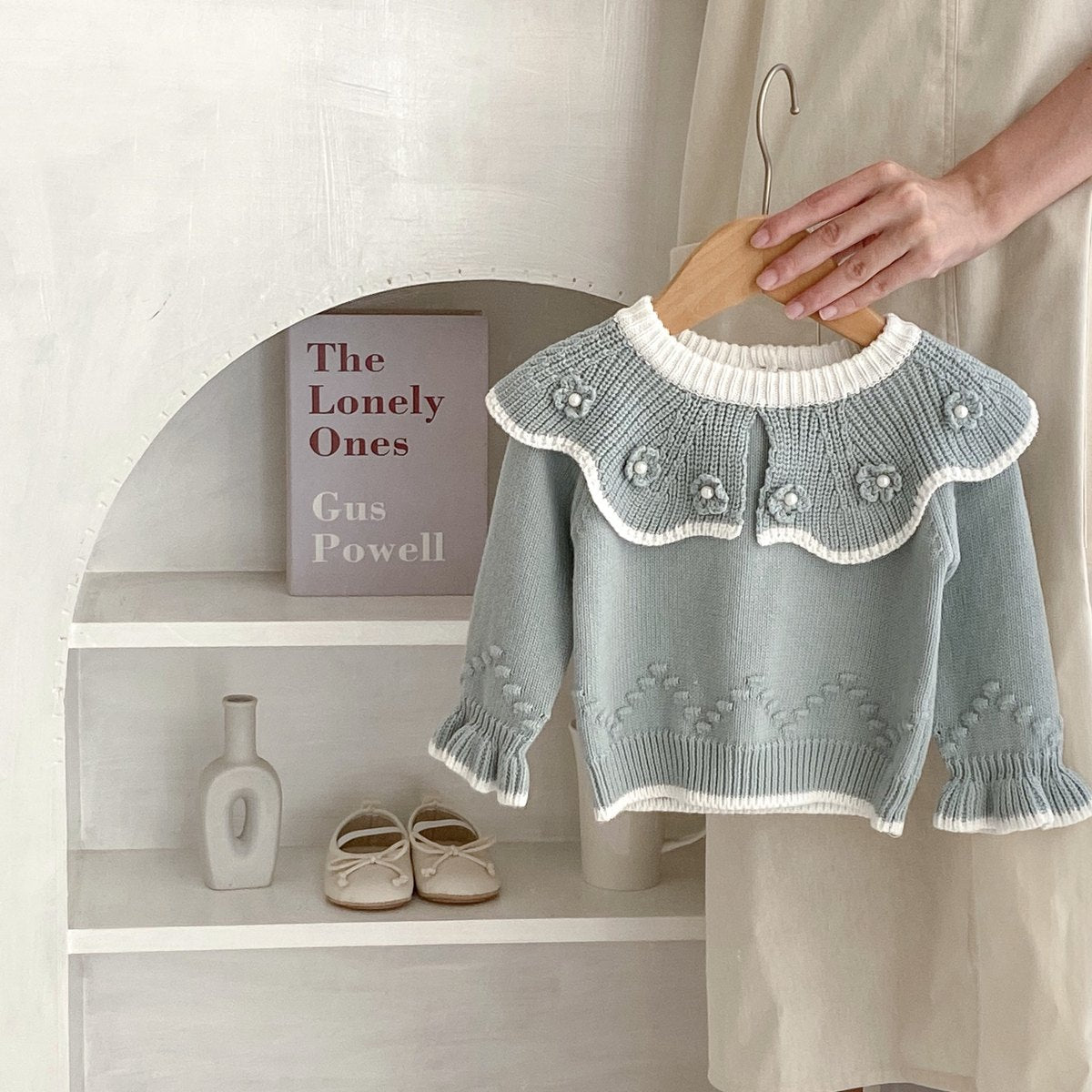 Baby Toddler Handmade Ruffle Collar Pullover Sweater