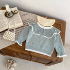 Baby Toddler Handmade Ruffle Collar Pullover Sweater